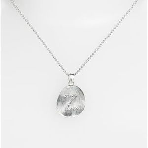 ARIELLA CRYSTAL INITIAL PENDANT NECKLACE SILVER LETTER Z NEW